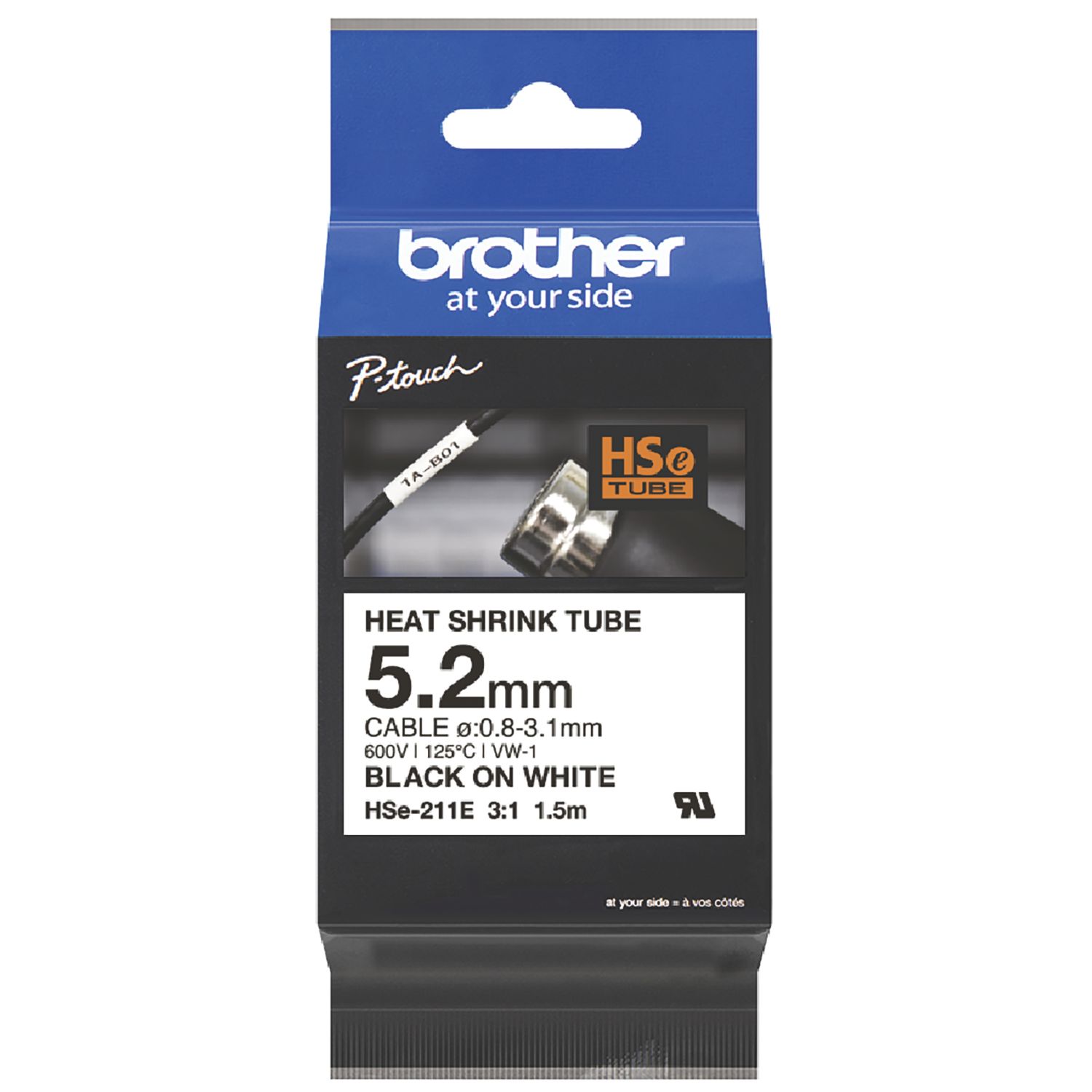 Brother HSE211E Heat Shrink Tube Tape 5.2mm x 1.5m (521KL)