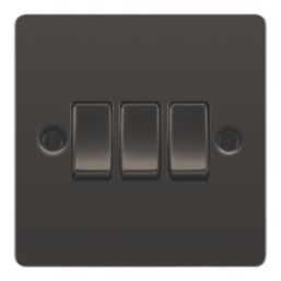 LAP 20A 16AX 3-Gang 2-Way Light Switch Black Nickel - Screwfix