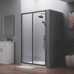 ETAL  Framed Rectangular Sliding Shower Door Matt Black 1190mm x 1900mm