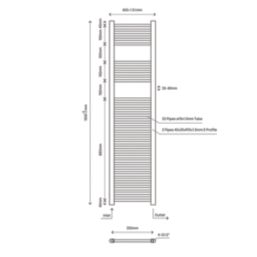 Flomasta 1600mm x 400mm 1412BTU Chrome Flat  Towel Radiator