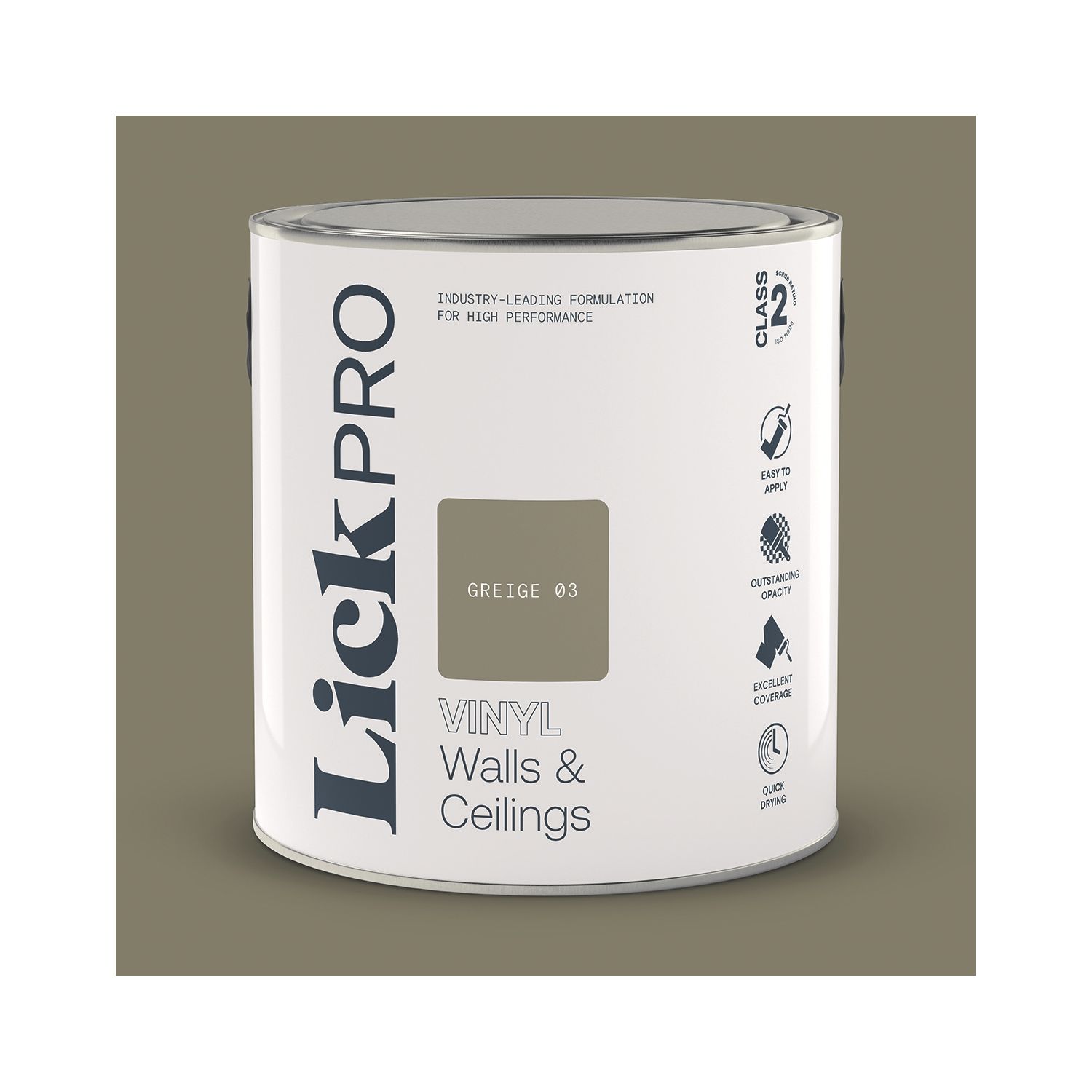 LickPro 2.5Ltr Greige 03 Vinyl Matt Emulsion Paint (521TM)