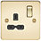 Knightsbridge  13A 1-Gang DP Switched Single Socket Polished Brass  with Black Inserts
