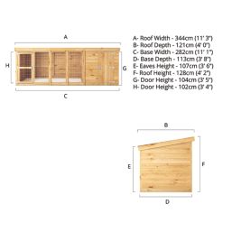 Mercia Berkshire 11' x 3' 6" (Nominal) Pent Shiplap T&G Timber Dog Kennel