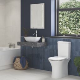 Bologna Grey  Marble Effect MDF Bathroom Vanity Shelf 600mm x 460mm x 100mm