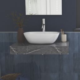 Bologna Grey  Marble Effect MDF Bathroom Vanity Shelf 600mm x 460mm x 100mm