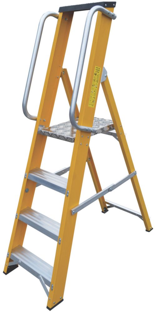Lyte Fibreglass 1.45m 4 Step Platform Step Ladder Screwfix