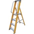 Lyte Fibreglass 1.45m 4 Step Platform Step Ladder With Handrail