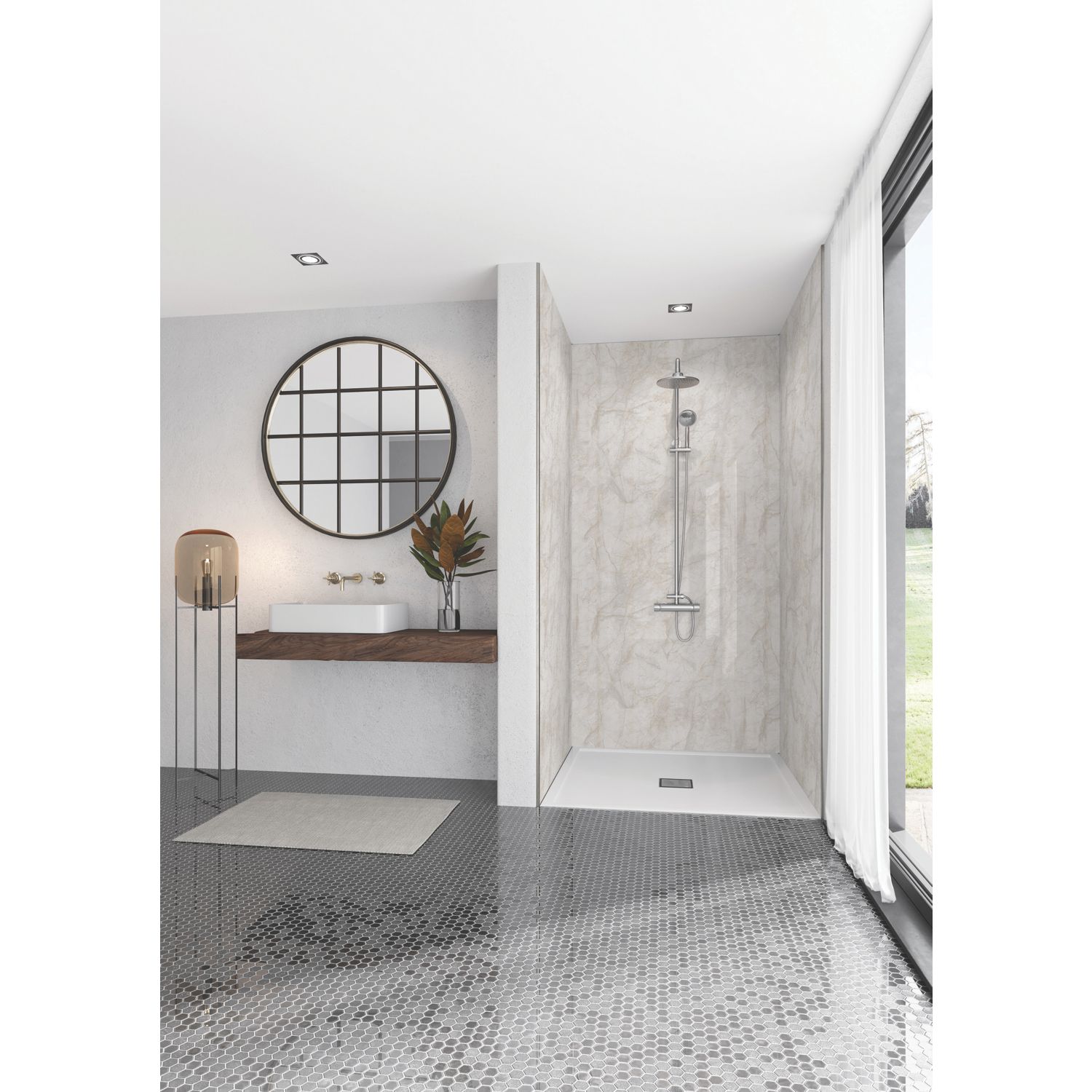 Splashwall Himalayan Marble Bathroom Wall Panel Matt Beige 2420mm x 1200mm x 10mm (522KU)