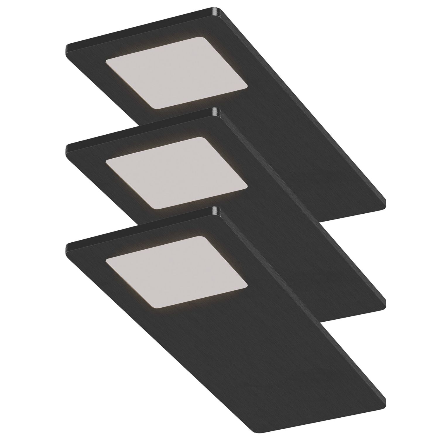 Sensio Astro Pro Rectangular LED Under Cabinet Lights Black 14.4W 240-270lm 3 Pack (522PL)