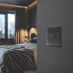 British General Nexus Metal 20A 16AX 2-Gang 2-Way Light Switch  Matt Black
