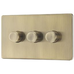 LAP  3-Gang 2-Way LED Dimmer Switch  Antique Brass with Colour-Matched Inserts