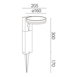 4lite Antheia Outdoor LED Solar-Powered Spike Step Light  With PIR Sensor Black 300lm