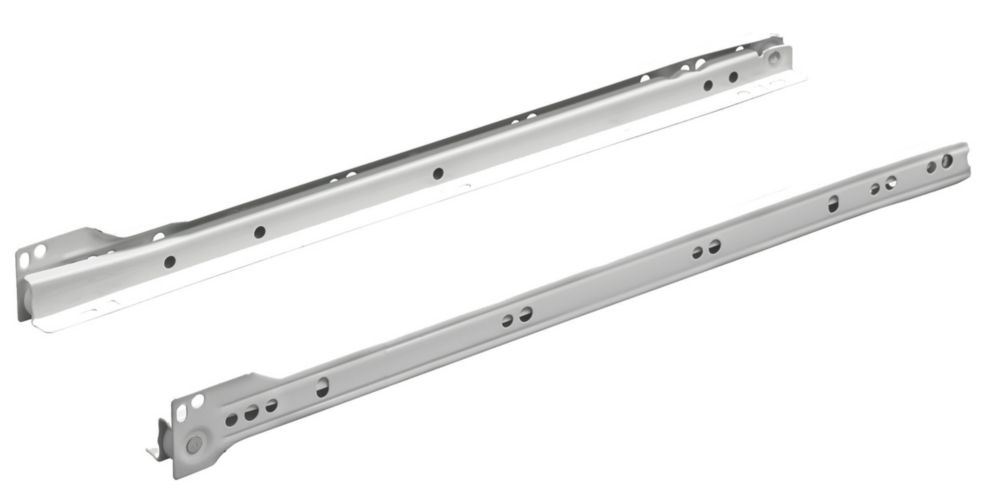 Essentials White Bottom Fix Self Closing Roller Drawer Runners 500mm 2 