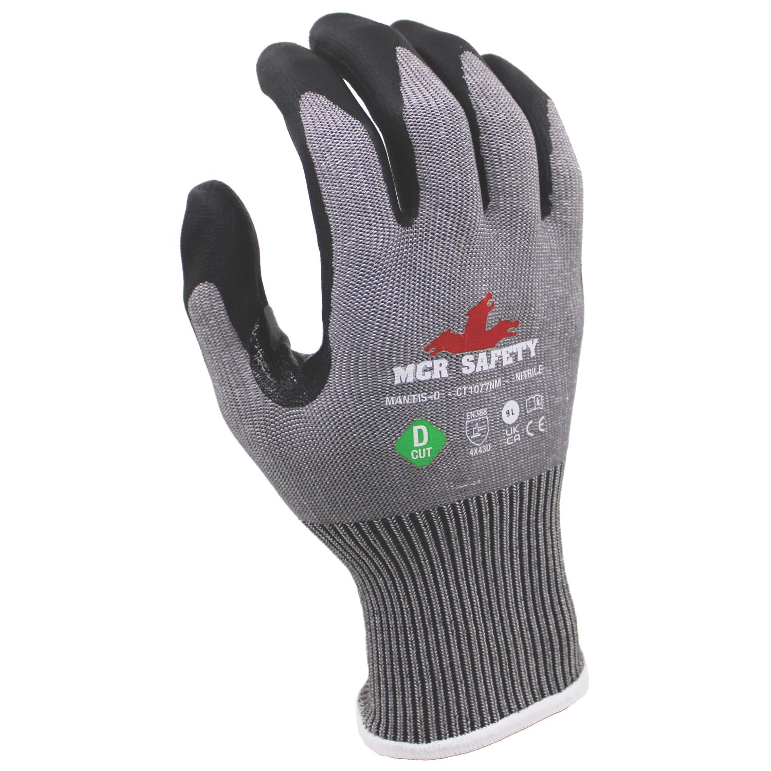 MCR Safety Mantis-D Cut-Resistant Gloves Grey/Black Large (522YM)