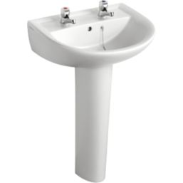 Armitage Shanks Sandringham 21 Full Pedestal Basin 2 Tap Holes 550mm