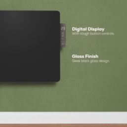 TCP  2000W Electric Portable or Wall-Mounted Glass Convector Panel Heater Black