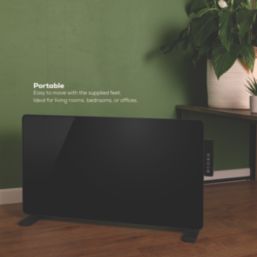 TCP  2000W Electric Portable or Wall-Mounted Glass Convector Panel Heater Black