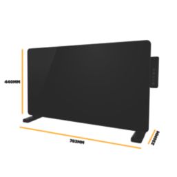 TCP  2000W Electric Portable or Wall-Mounted Glass Convector Panel Heater Black