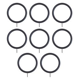 Renaissance Matt Black Metal Curtain Rings 28mm 8 Pack