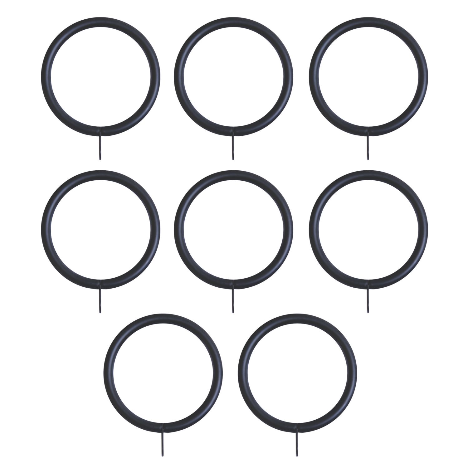 Renaissance Matt Black Metal Curtain Rings 28mm 8 Pack (523CK)