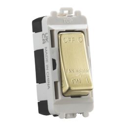 Knightsbridge  10A Grid 3-Pole Fan Isolator Switch Brushed Brass