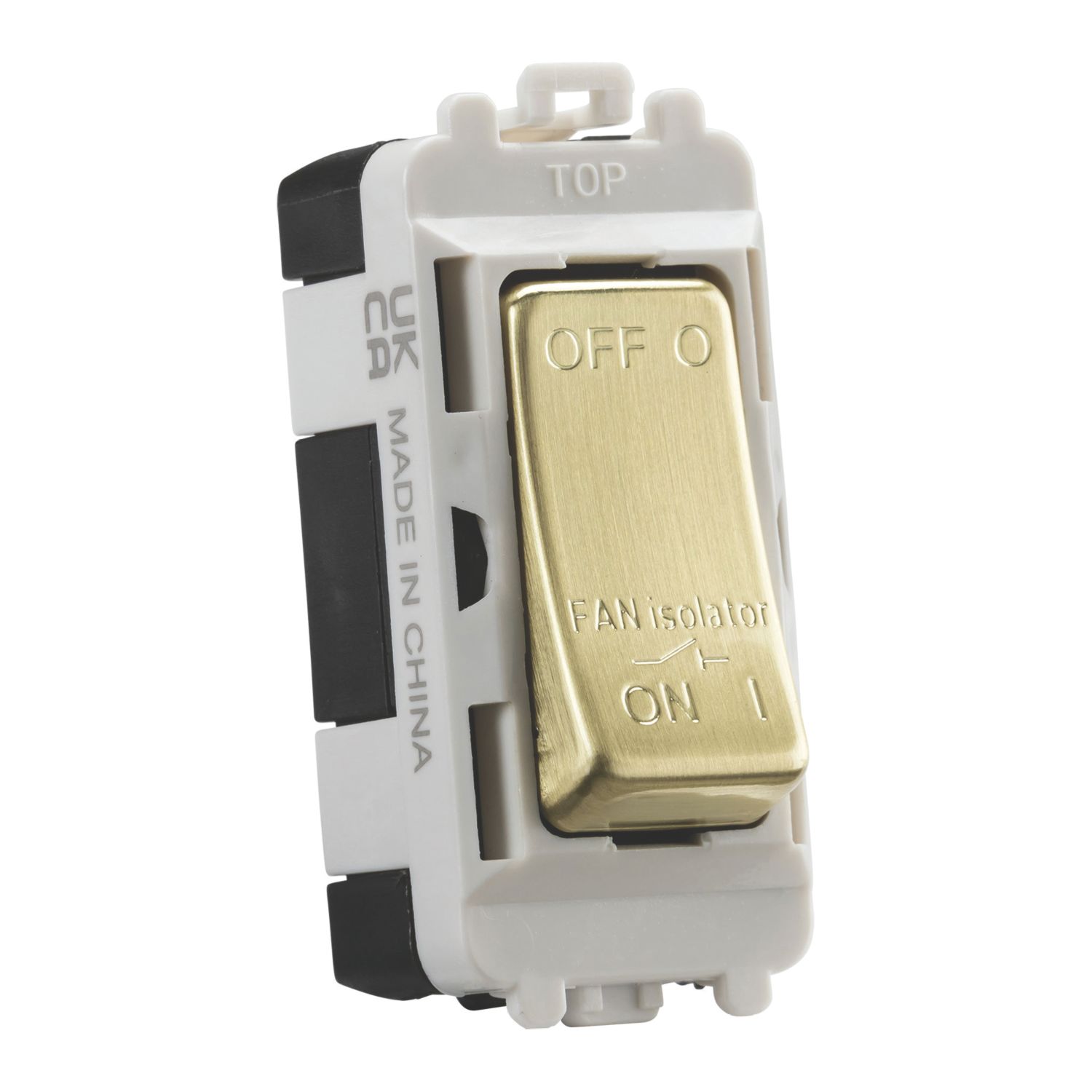 Knightsbridge 10A Grid 3-Pole Fan Isolator Switch Brushed Brass (523CR)