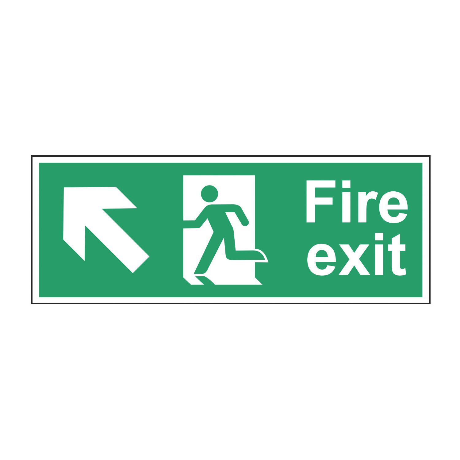 Essentials Non Photoluminescent "Fire Exit Man Up Left Arrow" Sign 150mm x 450mm (523FG)