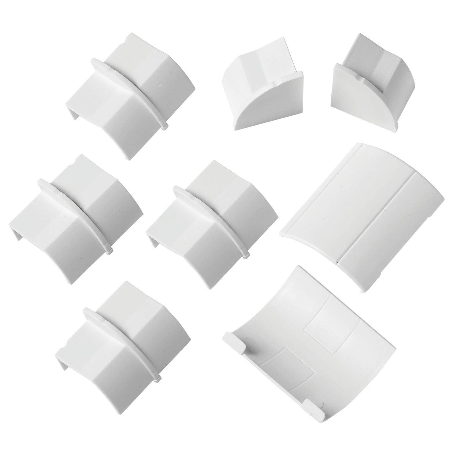 D-Line PVC White 1/4 Rnd Trunk. Connectors/End Caps 8 Pieces (523KU)