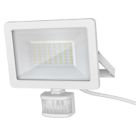 LAP Weyburn Outdoor LED Floodlight With PIR Sensor White 30W 3000lm