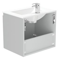 Newland  Double Door Wall-Mounted Vanity Unit with Basin Matt Pearl Grey 600mm x 450mm x 540mm