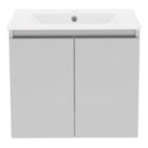 Newland  Double Door Wall-Mounted Vanity Unit with Basin Matt Pearl Grey 600mm x 450mm x 540mm