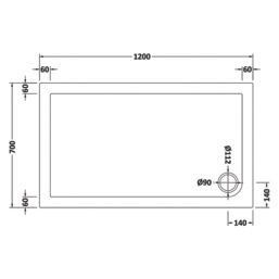 ETAL Pearlstone Matrix Rectangular Shower Tray White 1200mm x 700mm x 40mm