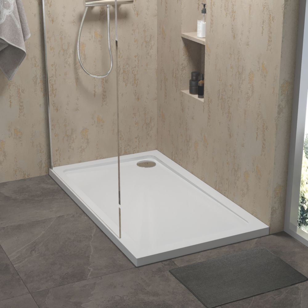 ETAL Pearlstone Matrix Rectangular Shower Tray White 1200mm x 700mm x ...