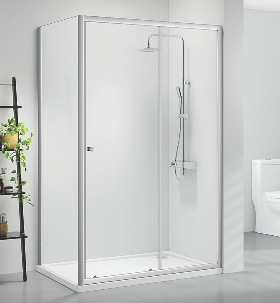 Triton Neo Six  Framed Rectangular Sliding Door Shower Enclosure  Chrome  1000mm x 900mm x 1850mm