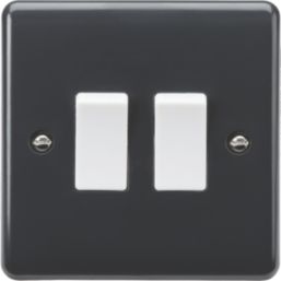 Knightsbridge Part M 10AX 2-Gang 2-Way Light Switch  Anthracite