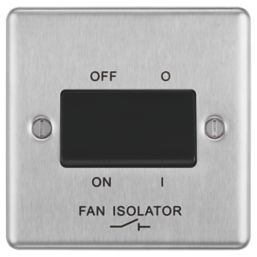 LAP  10AX 1-Gang 3-Pole Fan Isolator Switch Brushed Stainless Steel  with Black Inserts