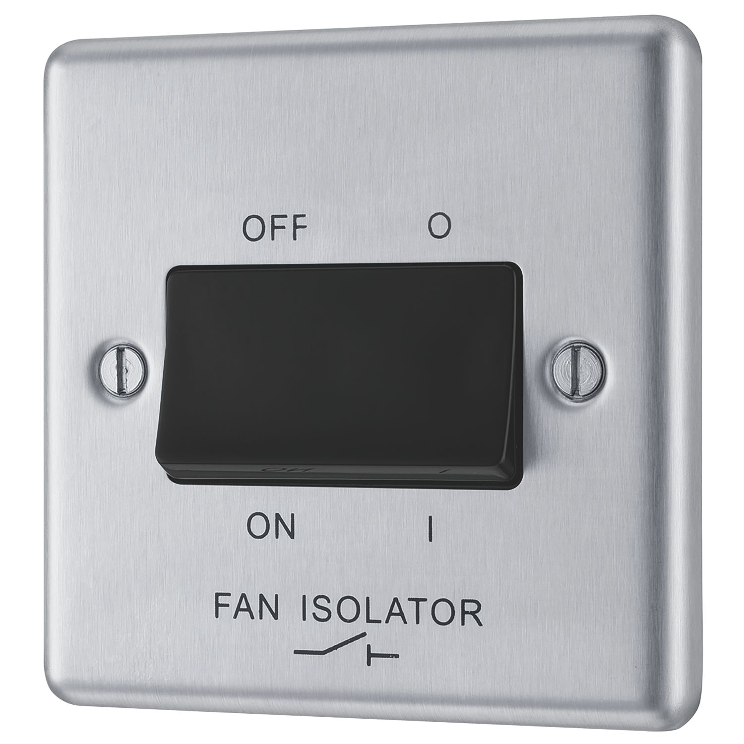 LAP 10AX 1-Gang 3-Pole Fan Isolator Switch Brushed Stainless Steel with Black Inserts (52420)