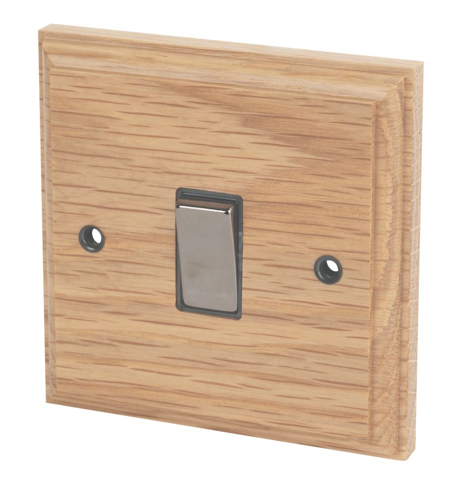 Varilight  10AX 1-Gang 2-Way Light Switch  Classic Oak with Black Inserts