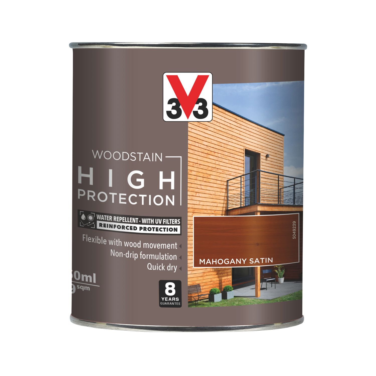 V33 750ml Mahogany Satin Water-Based Exterior Wood Stain (524FF)