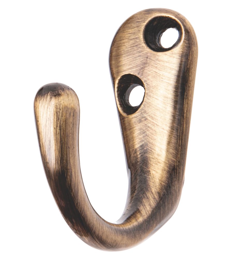 Smith & Locke Robe Hooks Antique Brass 48mm 5 Pack - Screwfix