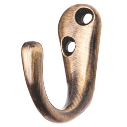 Smith & Locke Robe Hooks Antique Brass 48mm 5 Pack