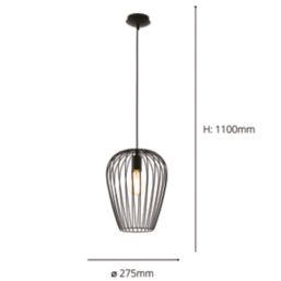 Eglo Newtown 275mm Single Pendant Light Black