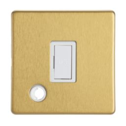 Contactum Lyric 13A Unswitched Fused Spur & Flex Outlet  Brushed Brass with White Inserts