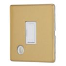 Contactum Lyric 13A Unswitched Fused Spur & Flex Outlet  Brushed Brass with White Inserts