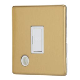 Contactum Lyric 13A Unswitched Fused Spur & Flex Outlet  Brushed Brass with White Inserts