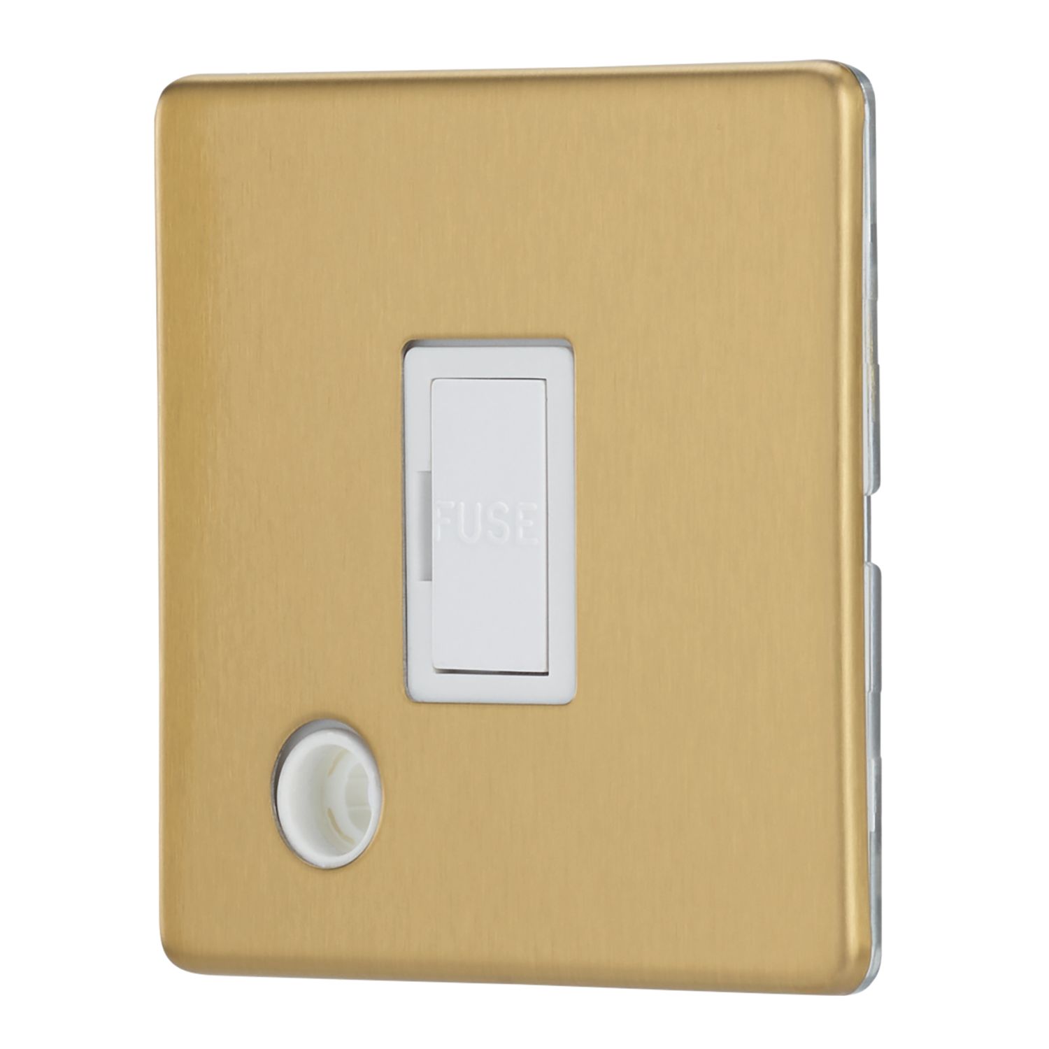 Contactum Lyric 13A Unswitched Fused Spur & Flex Outlet Brushed Brass with White Inserts (524RR)