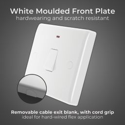 British General 800 Series 20A 1-Gang DP Immersion Heater Switch White with LED