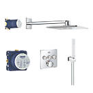 Grohe Grohtherm SmartControl 3 Button Square with Rainshower Smartactive 310 HP Rear-Fed Concealed Chrome Thermostatic Shower Set