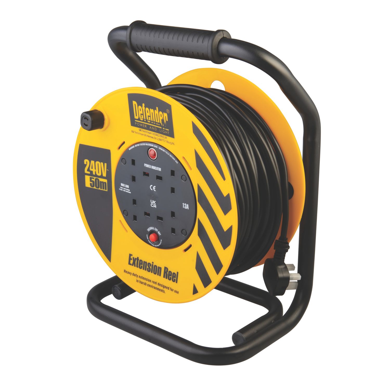 Defender E86515 13A 4-Gang 50m Cable Reel 240V (524XX)