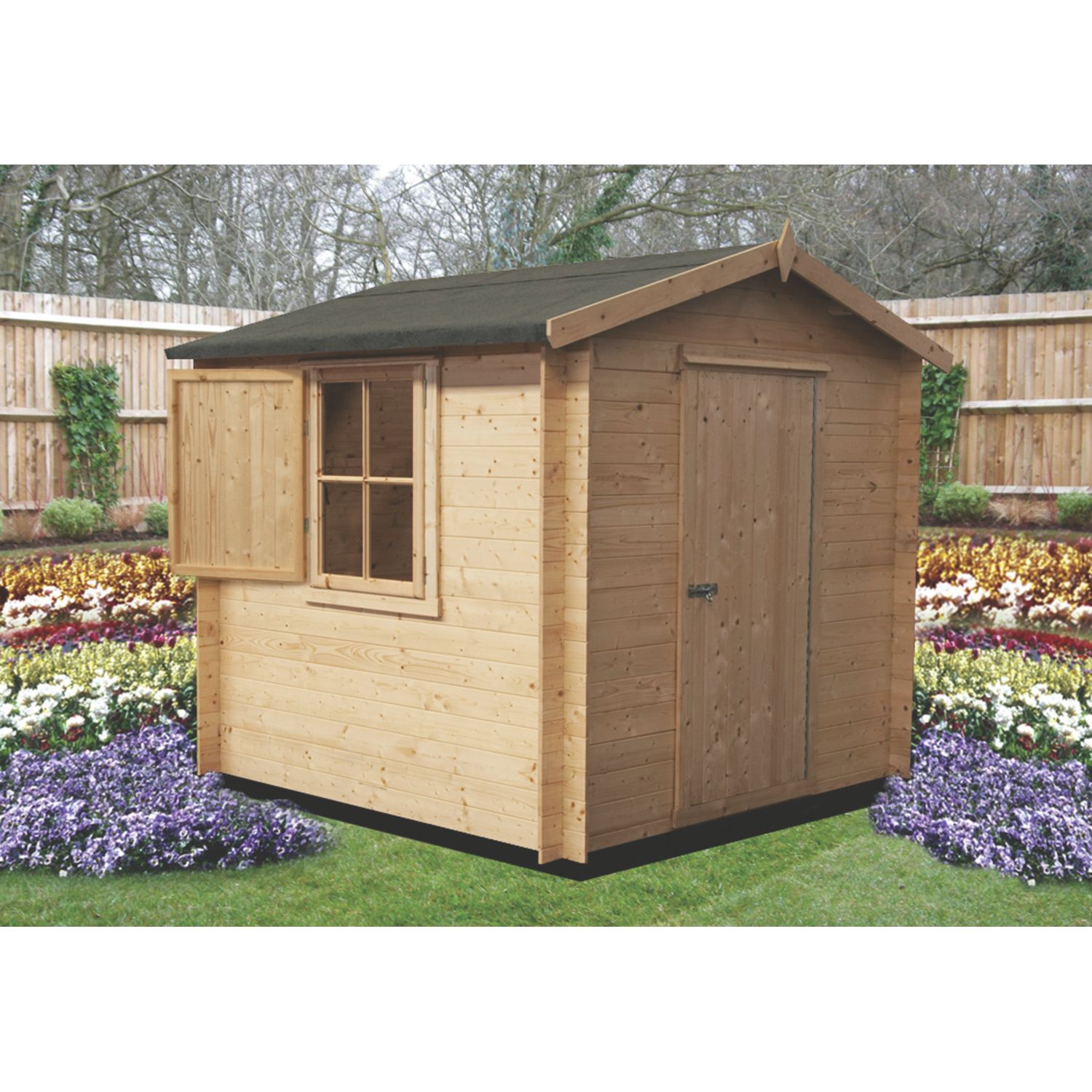 Shire Camelot 1 7' x 7' (Nominal) Apex Timber Log Cabin (52549)